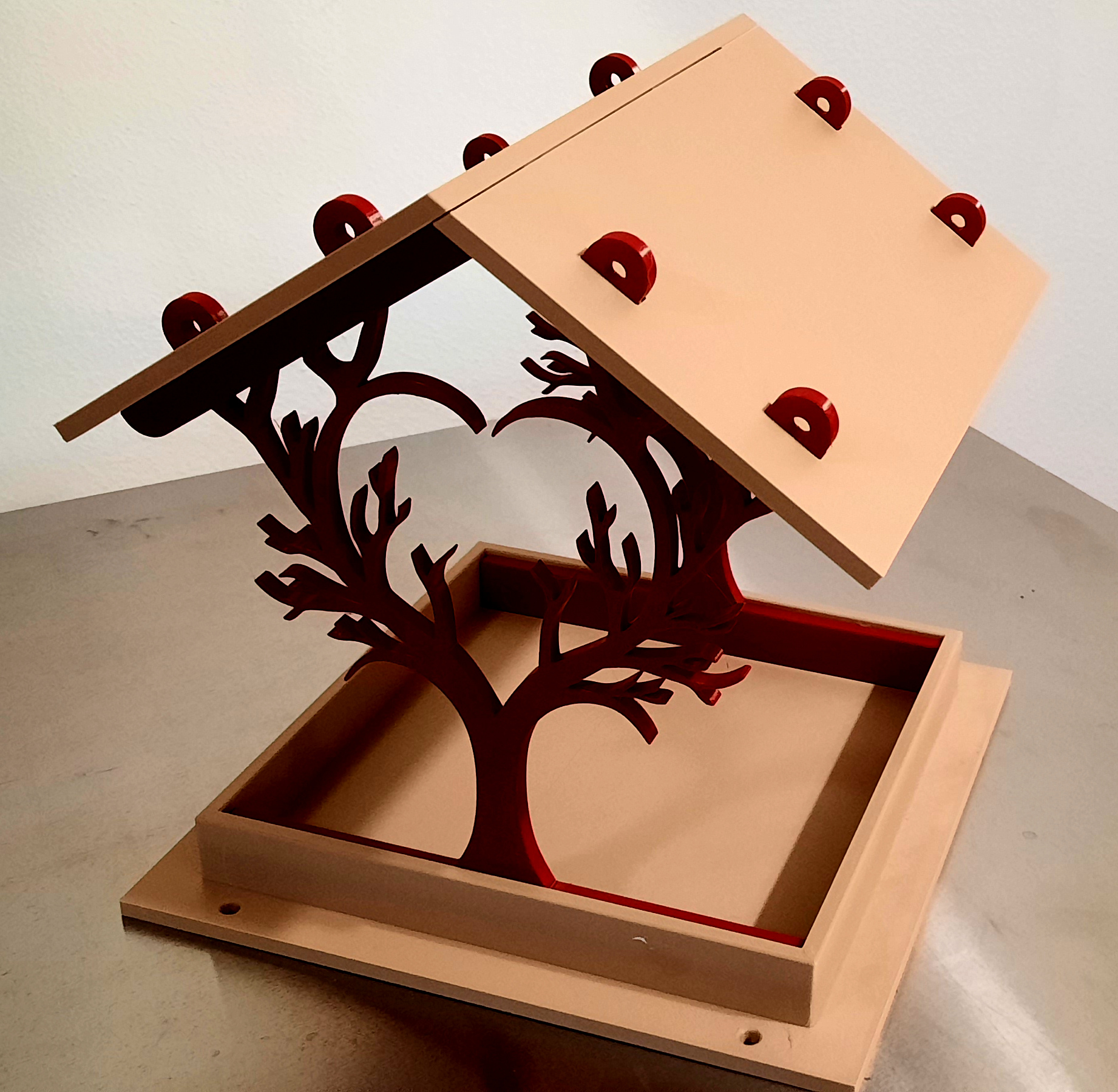 Dark Red and Brown bird feeder